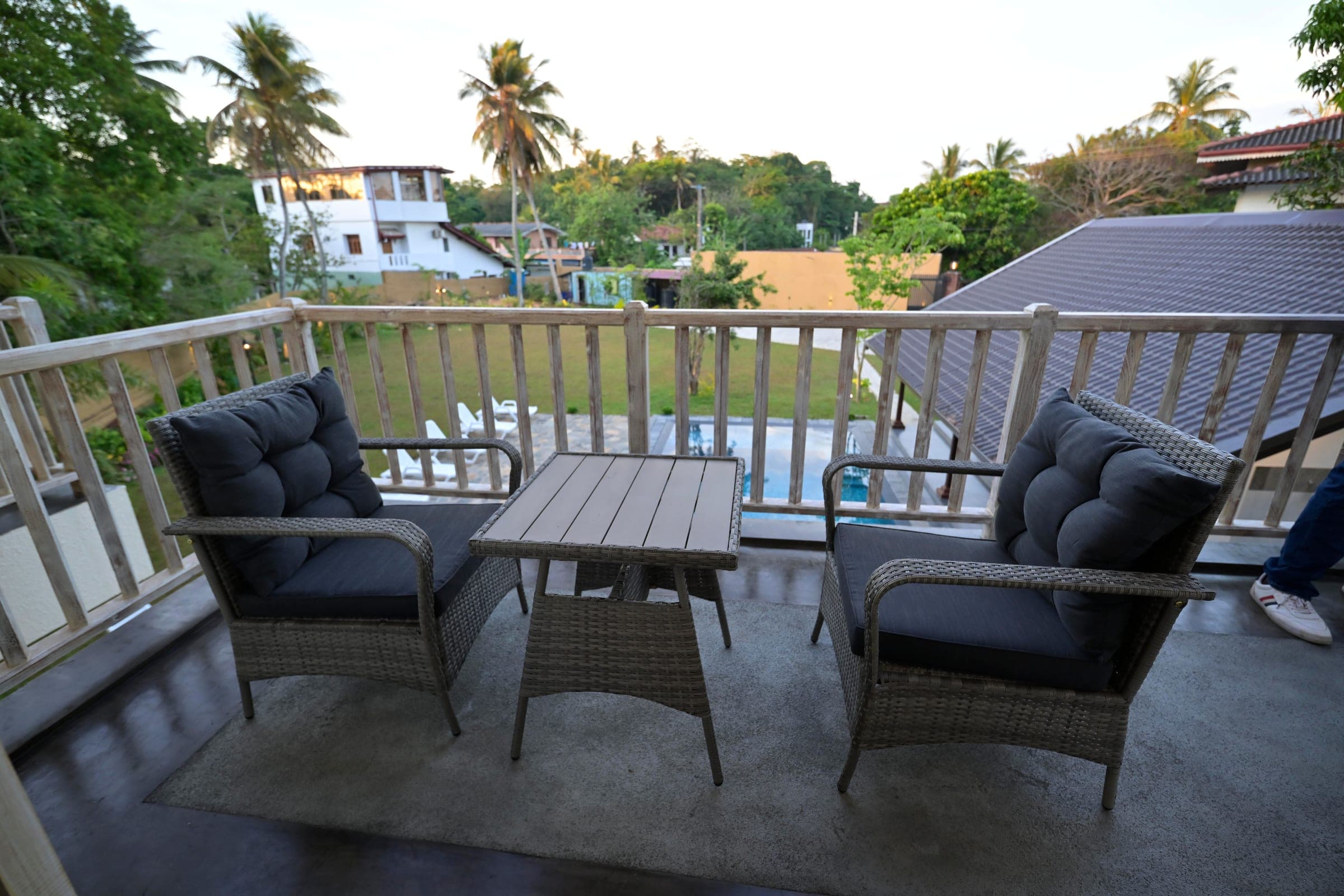 Chalet Six — golden sunset from the private deck